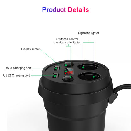 Car Charger Cup Type Fast Charging Plug Car Mobile Phone Multi-function Cup Type Car Charger